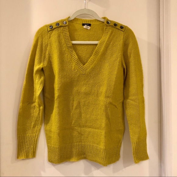 J.CREW Wynter V-neck Sweater (Yellow Green)